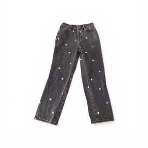 PacSun Black Straight Leg Jeans with Flowers
